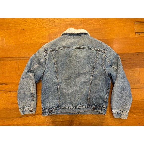 VTG 80's Levi's Denim Jacket Made USA Mens Sz 44 Blue Sherpa Lined Button Front - Picture 2 of 10